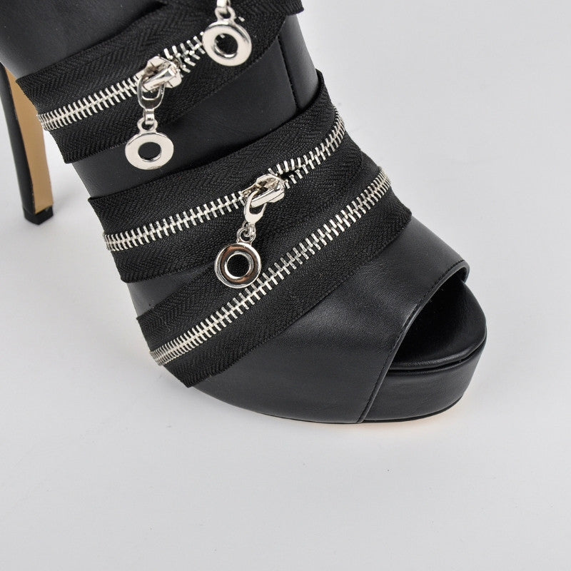 Peep Toe Platform Zipper Ankle Boots - Onlymaker Classic