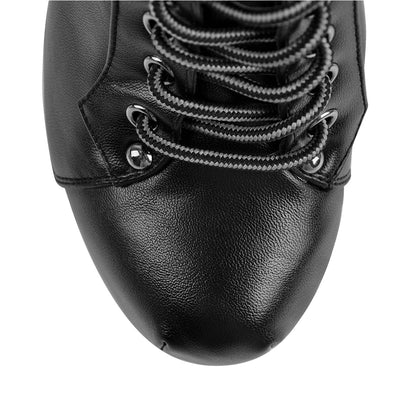 Black Platform Round Toe Chunky Heel Ankle Boots - Onlymaker Discount