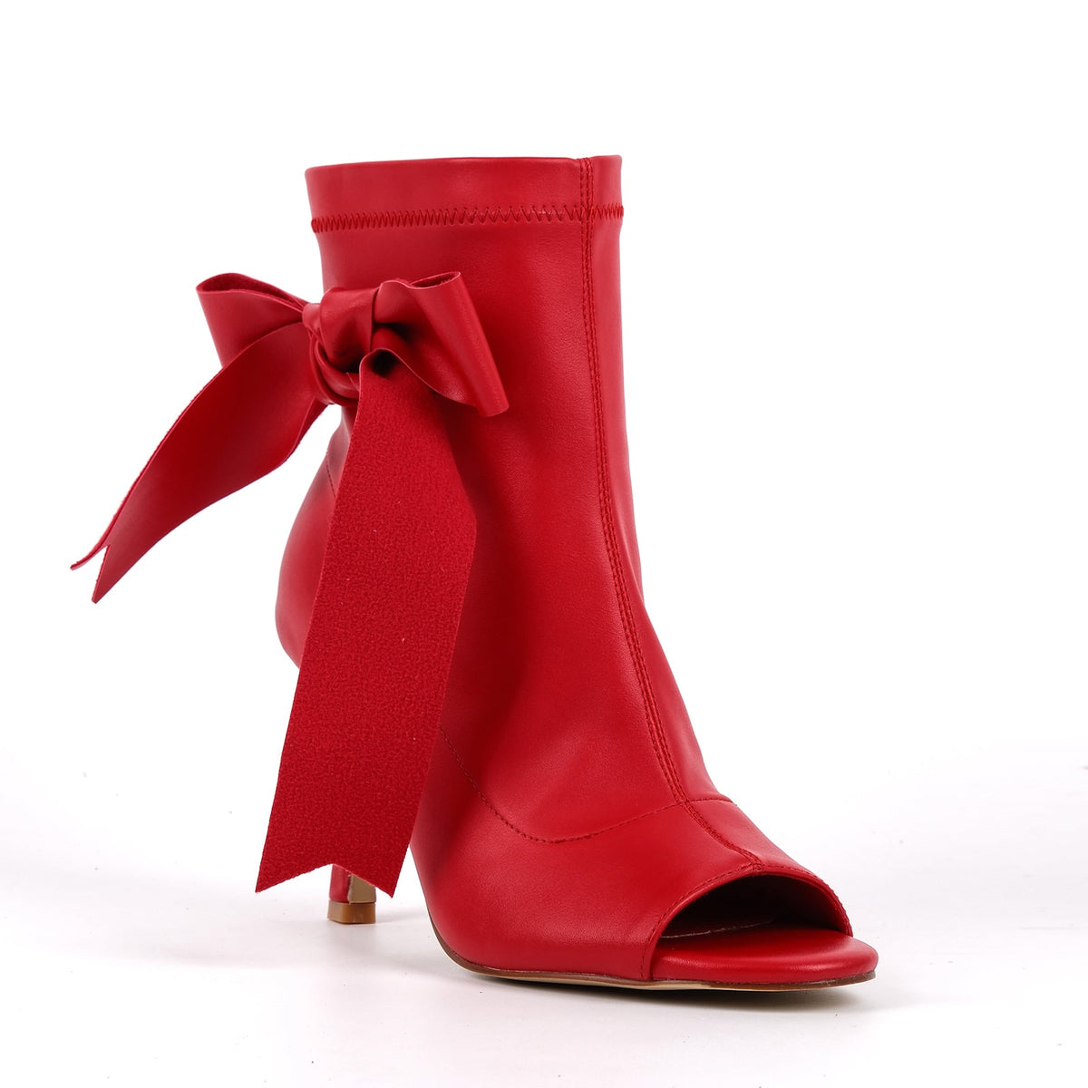 Peep Toe Bow Stiletto Ankle Boots - Onlymaker Discount