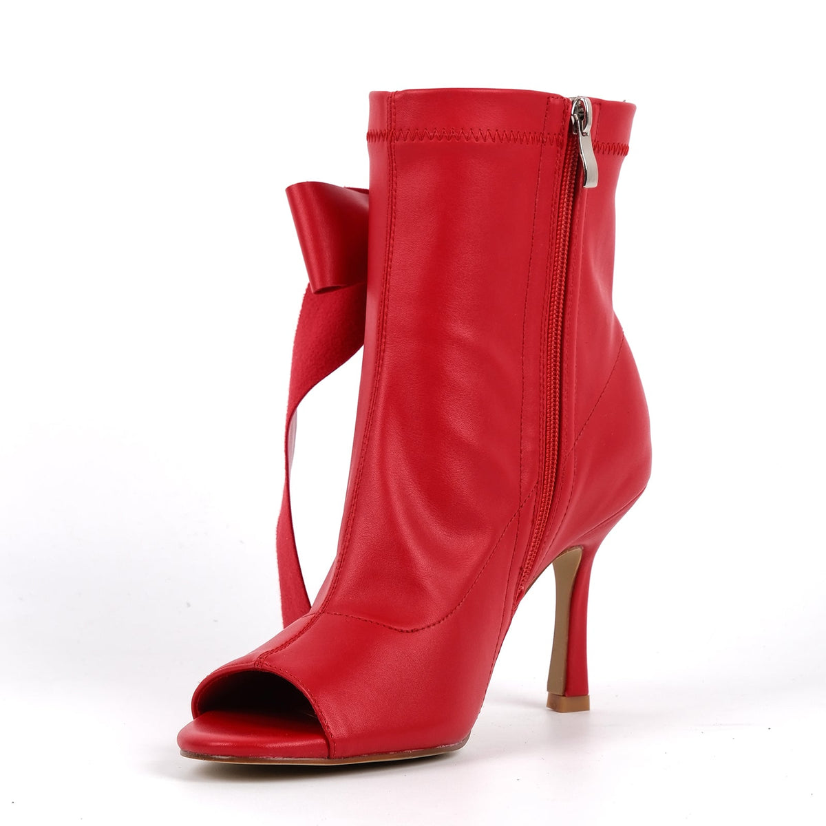 Peep Toe Bow Stiletto Ankle Boots - Onlymaker Discount