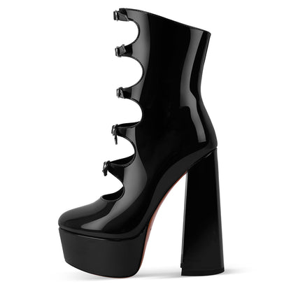 Platform Multi Buckle Strap Ankle Boots - Onlymaker Special Offer