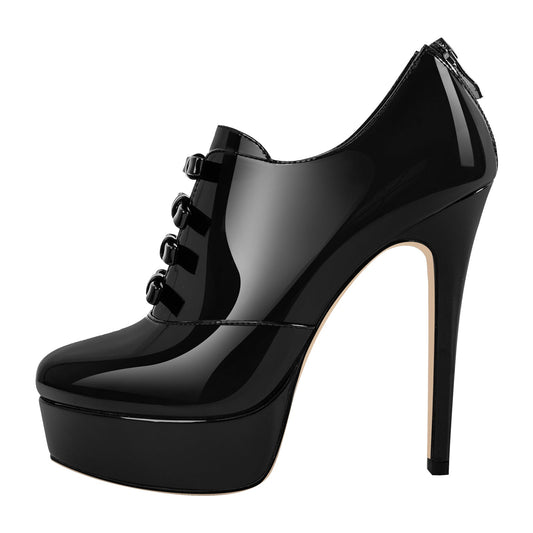 Bow Platform Back Zipper Stiletto Ankle Boots - Onlymaker Recommended