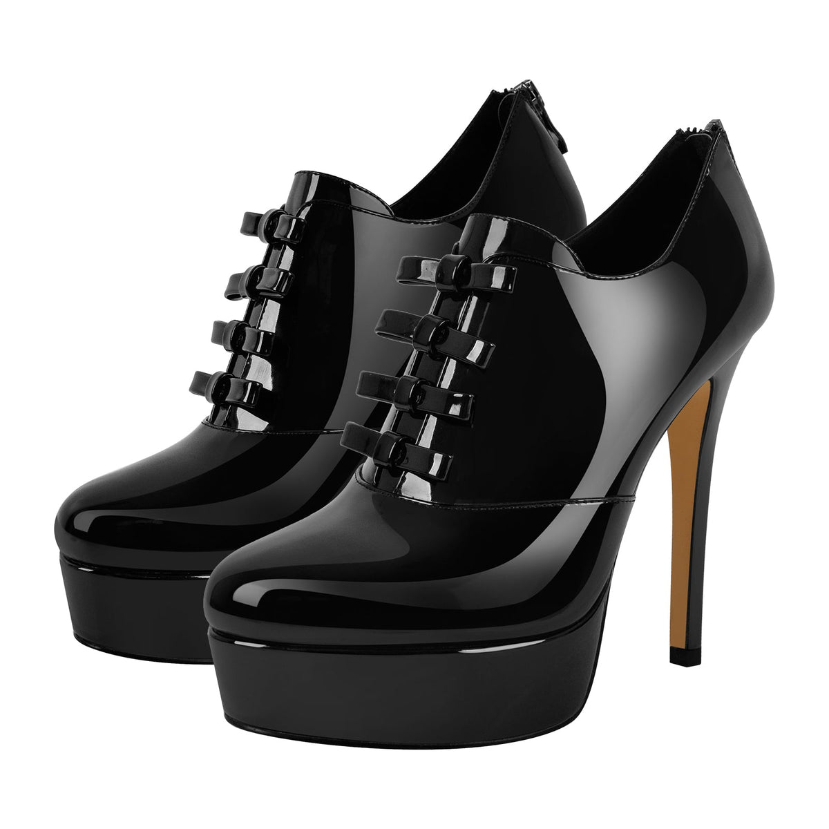 Bow Platform Back Zipper Stiletto Ankle Boots - Onlymaker Recommended