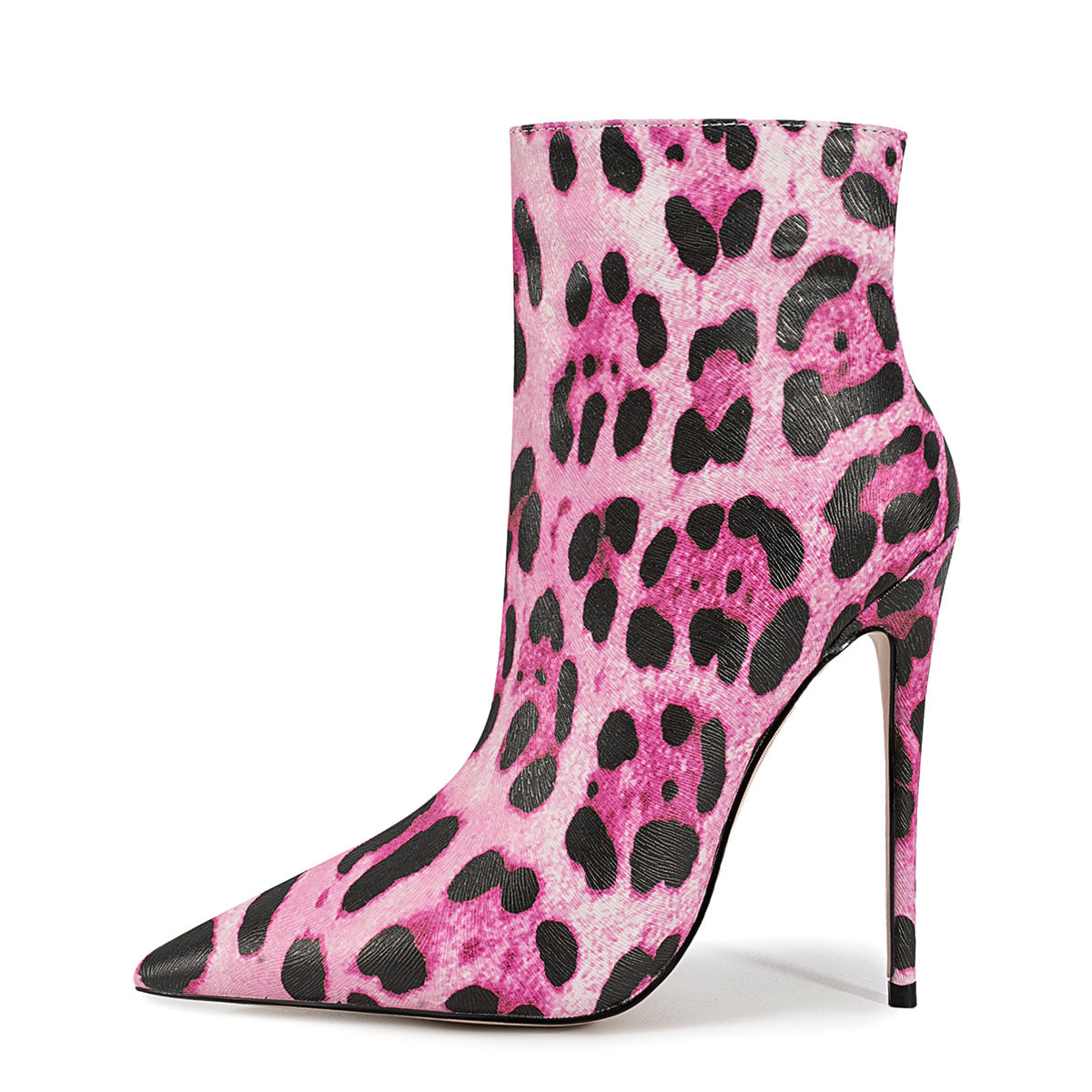 Pointed Toe Leopard High Heel Ankle Boots - Onlymaker Recommended