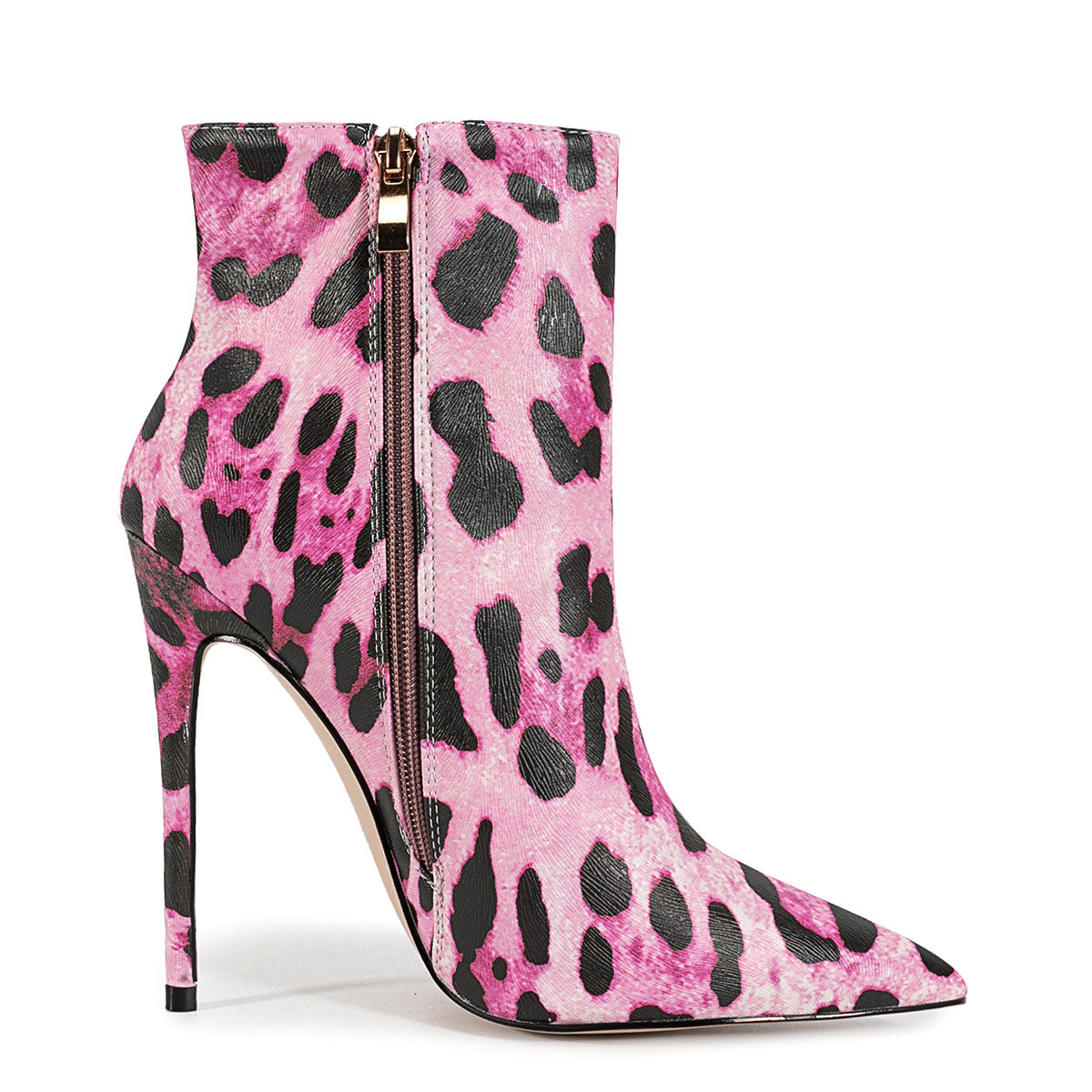 Pointed Toe Leopard High Heel Ankle Boots - Onlymaker Recommended