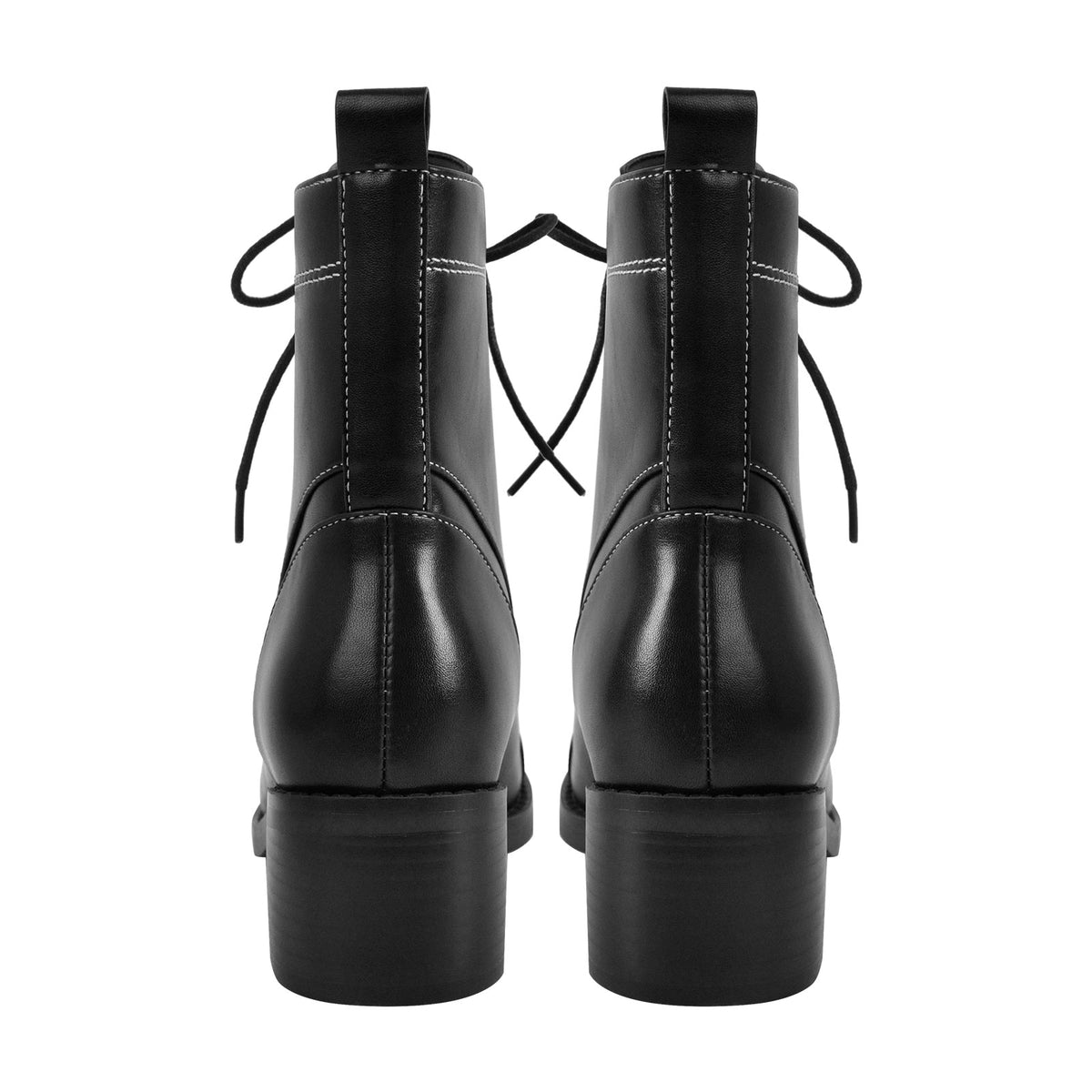 Square Toe Lace-up Chunky Heel Ankle Boots - Onlymaker Quality