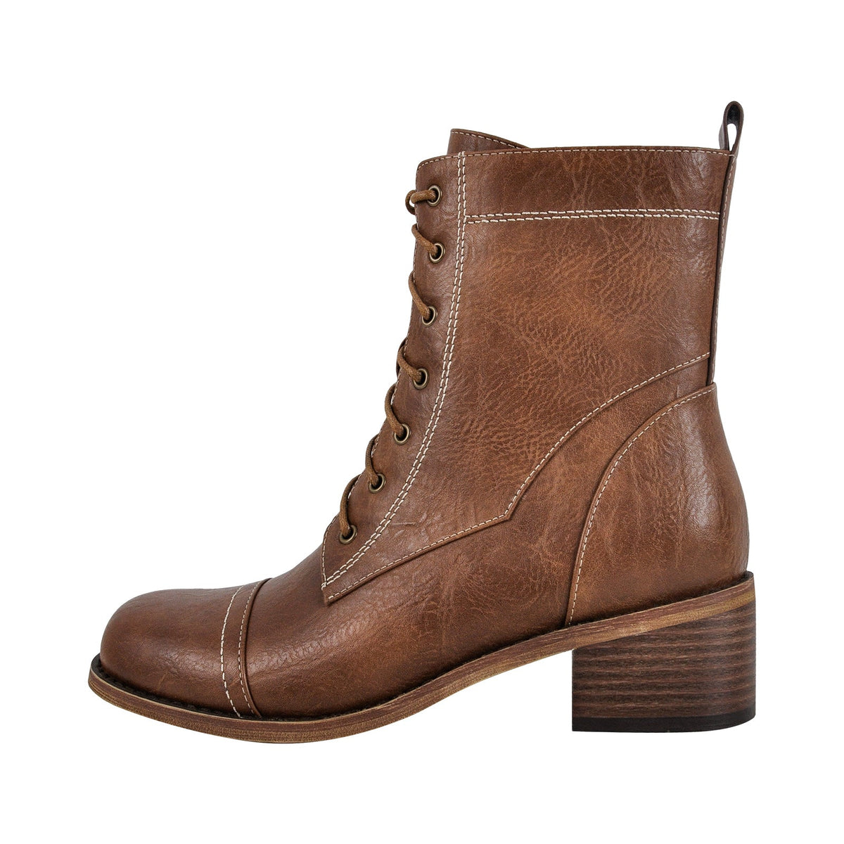 Square Toe Lace-up Chunky Heel Ankle Boots - Onlymaker Quality