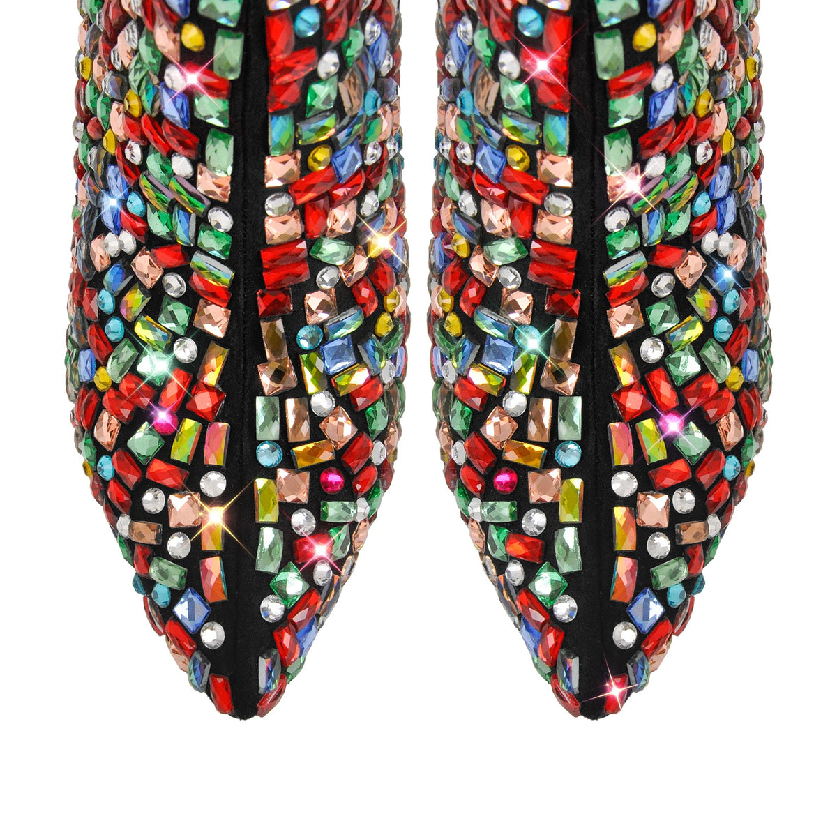 Pointed Toe Colorful Rhinestones Ankle Boots - Onlymaker Discount
