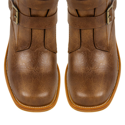Square Toe Buckle Side Zipper Ankle Boots - Onlymaker Best Seller