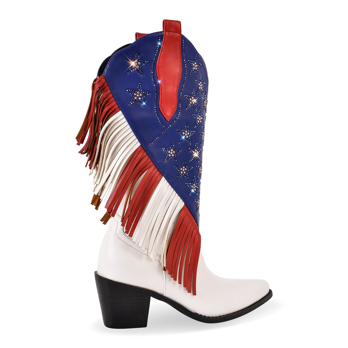 Rhinestone Star Fringe Knee High Western Boots - Onlymaker Classic