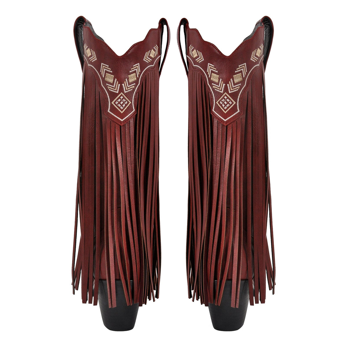 Pointed Toe Fringe Embroidery Knee High Western Boots - Onlymaker Smart Buy