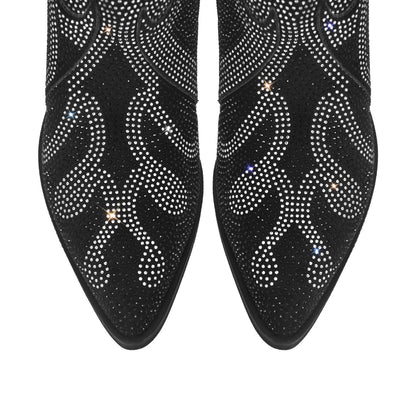 Flame Shape Rhinestone Pointed Toe Ankle Boots - Onlymaker Latest