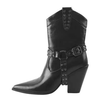 Pointed Toe Black Cowgirl Boots - Onlymaker Premium