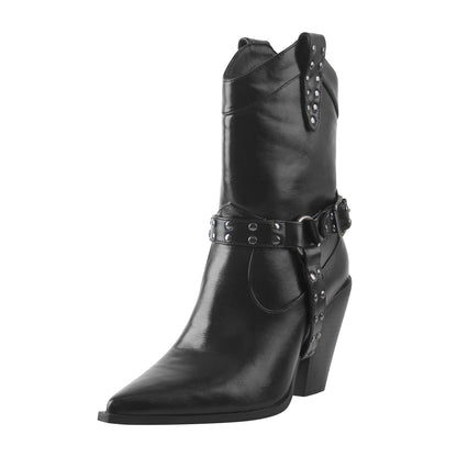 Pointed Toe Black Cowgirl Boots - Onlymaker Premium