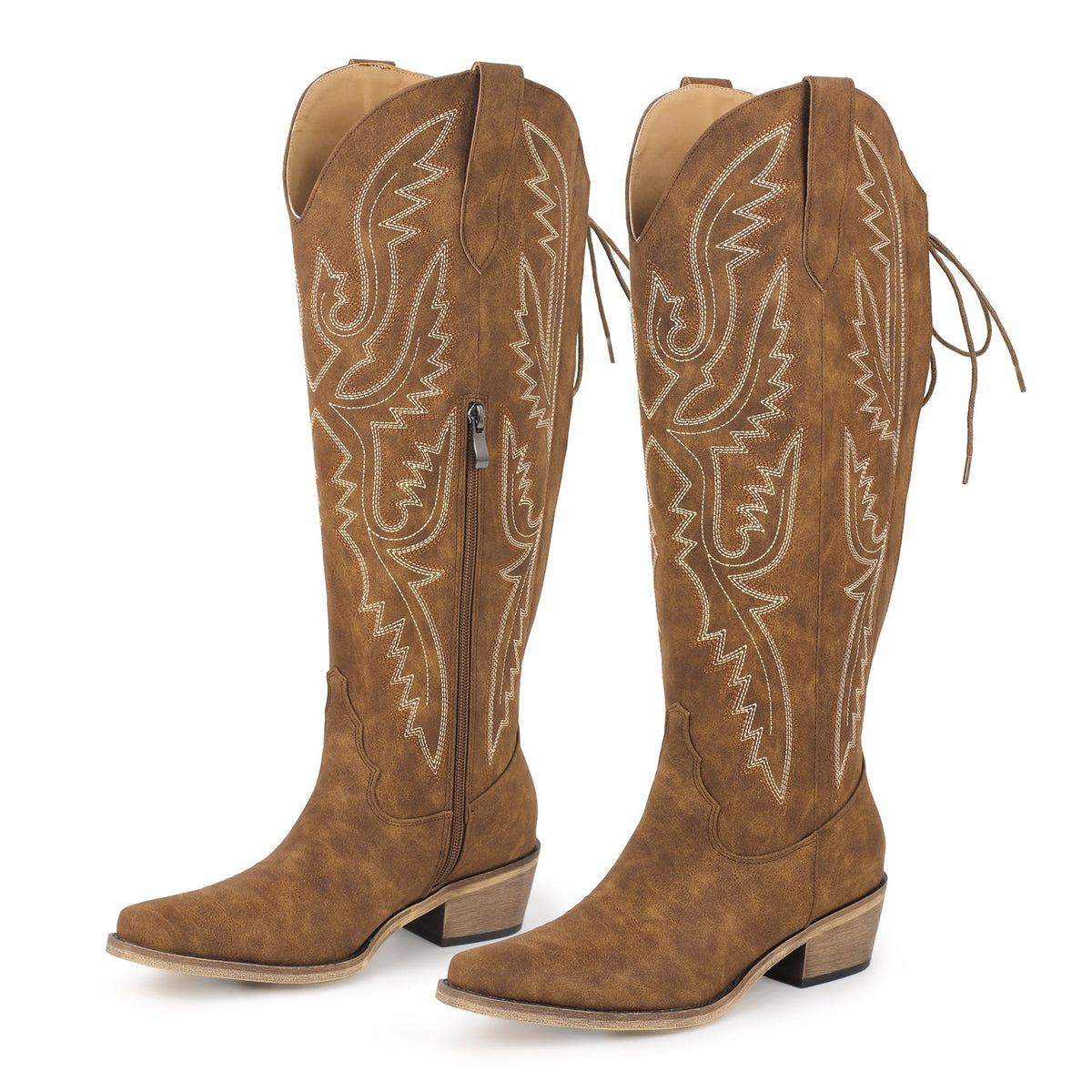 Embroidery Knee High Western Boots - Onlymaker Smart Buy