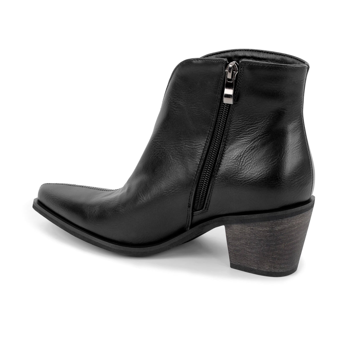 Zipper Chunky Heel Western Ankle Boots - Onlymaker Featured