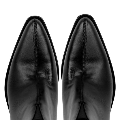 Zipper Chunky Heel Western Ankle Boots - Onlymaker Featured