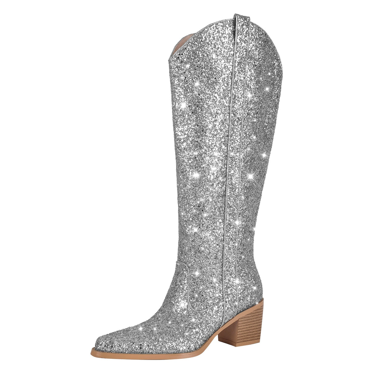 Glitter Chunky Heel Thigh High Boots - Onlymaker Discount