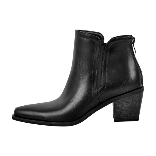 Pointed Toe Chunky Heel Western Ankle Boot - Onlymaker Discount