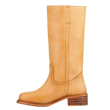 Square Toe Chunky Heel Knee High Boots - Onlymaker Great Value
