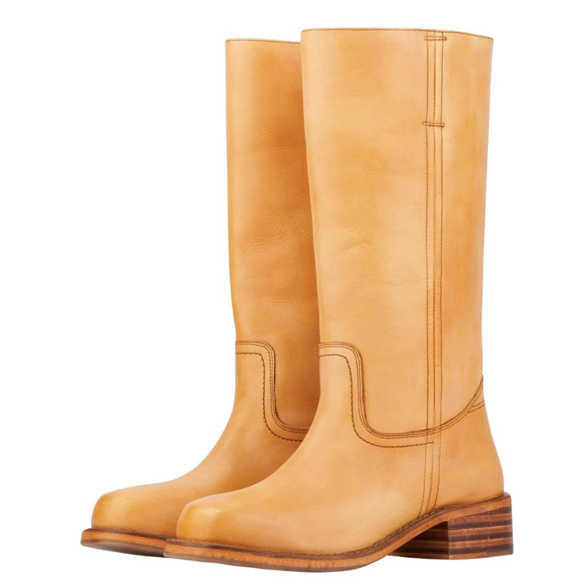 Square Toe Chunky Heel Knee High Boots - Onlymaker Great Value