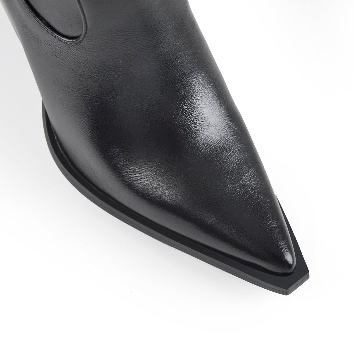 Black Pointed Toe Rivet Belt Cowboy Zipper Boots - Onlymaker Discount