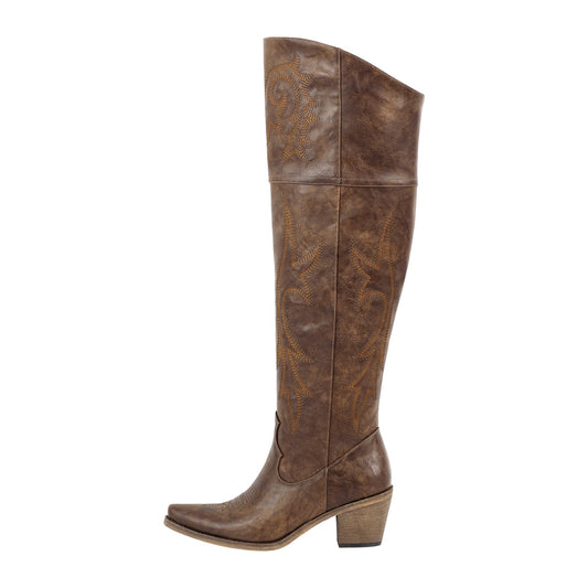 Onlymaker Boots Over The Knee Embroidered Western Boots - Onlymaker Top Pick
