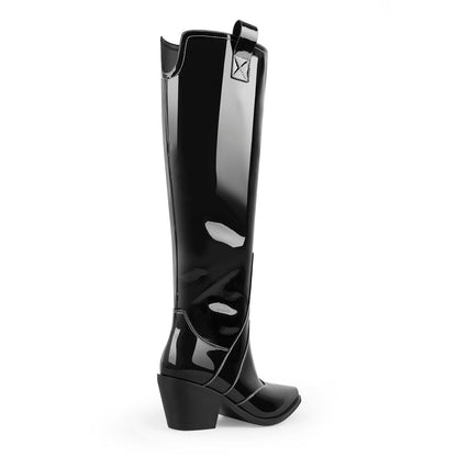 Pointed Toe Patent Pull On Cowboy Boots - Onlymaker Best Seller