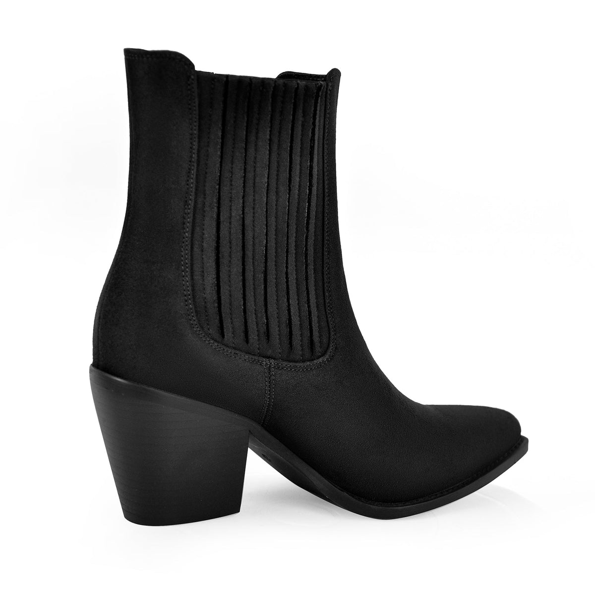 Pointed Toe Suede Chunky Heel Western Ankle Boots - Onlymaker Deals