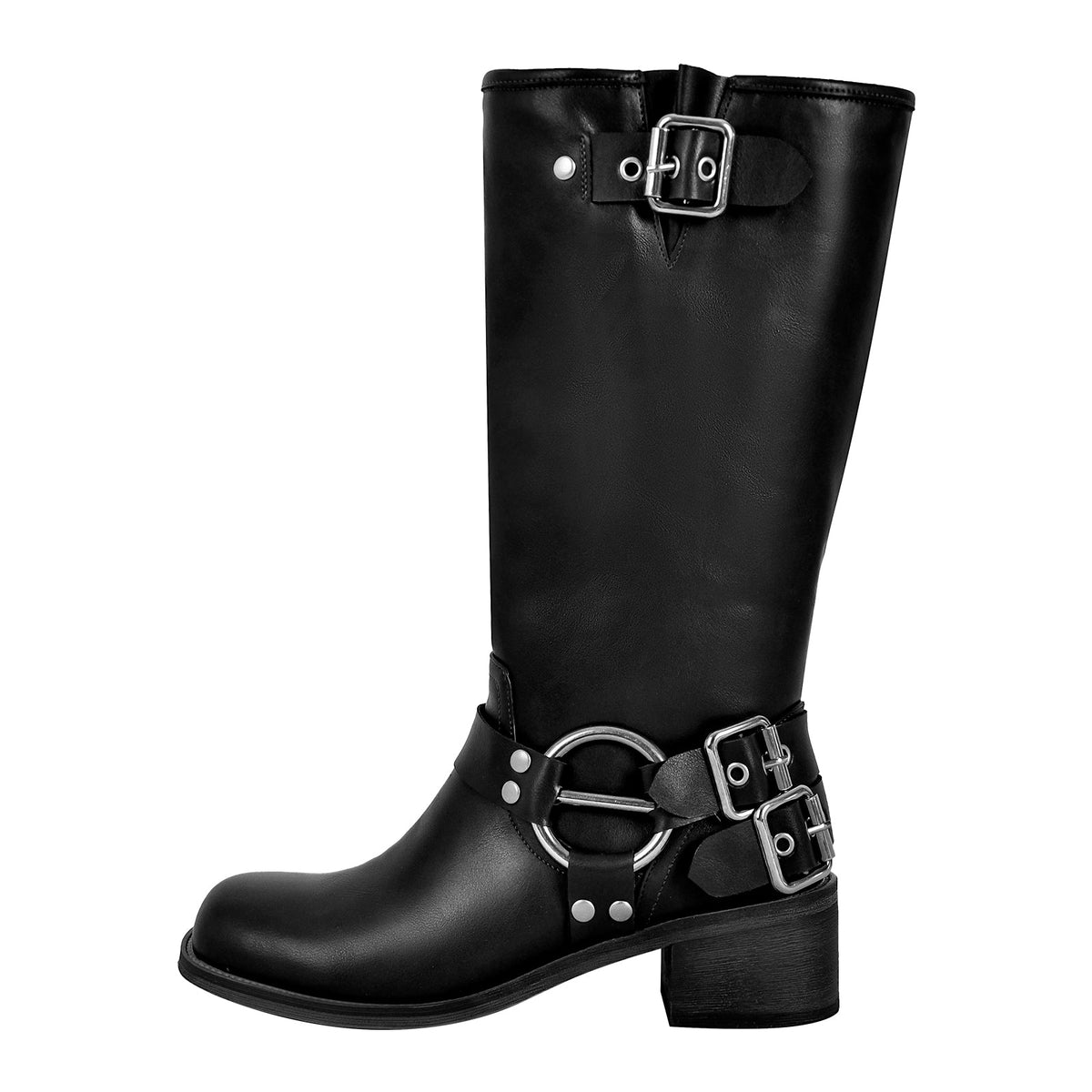 Square Toe Buckle Knee High Western Boots - Onlymaker Signature
