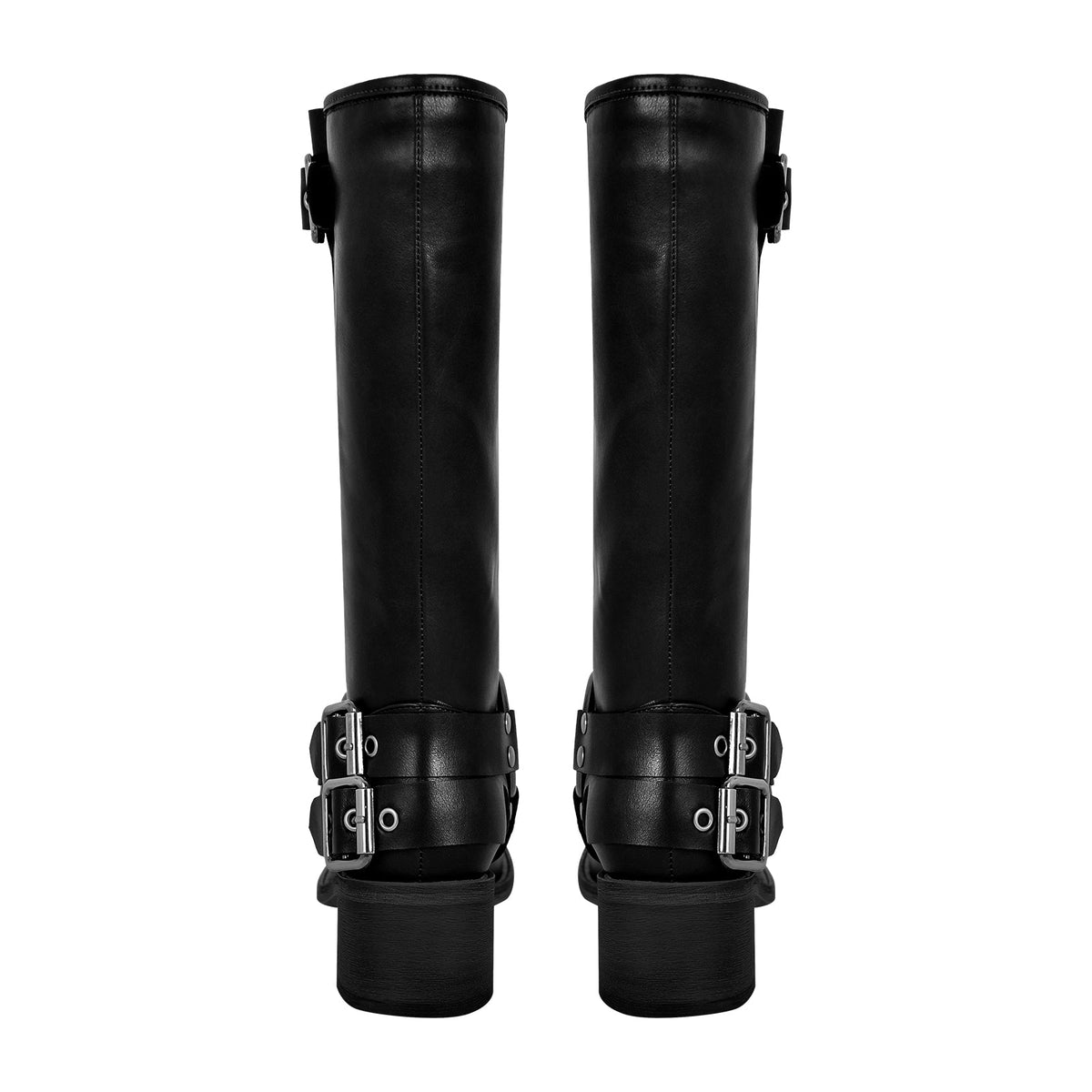 Square Toe Buckle Knee High Western Boots - Onlymaker Signature