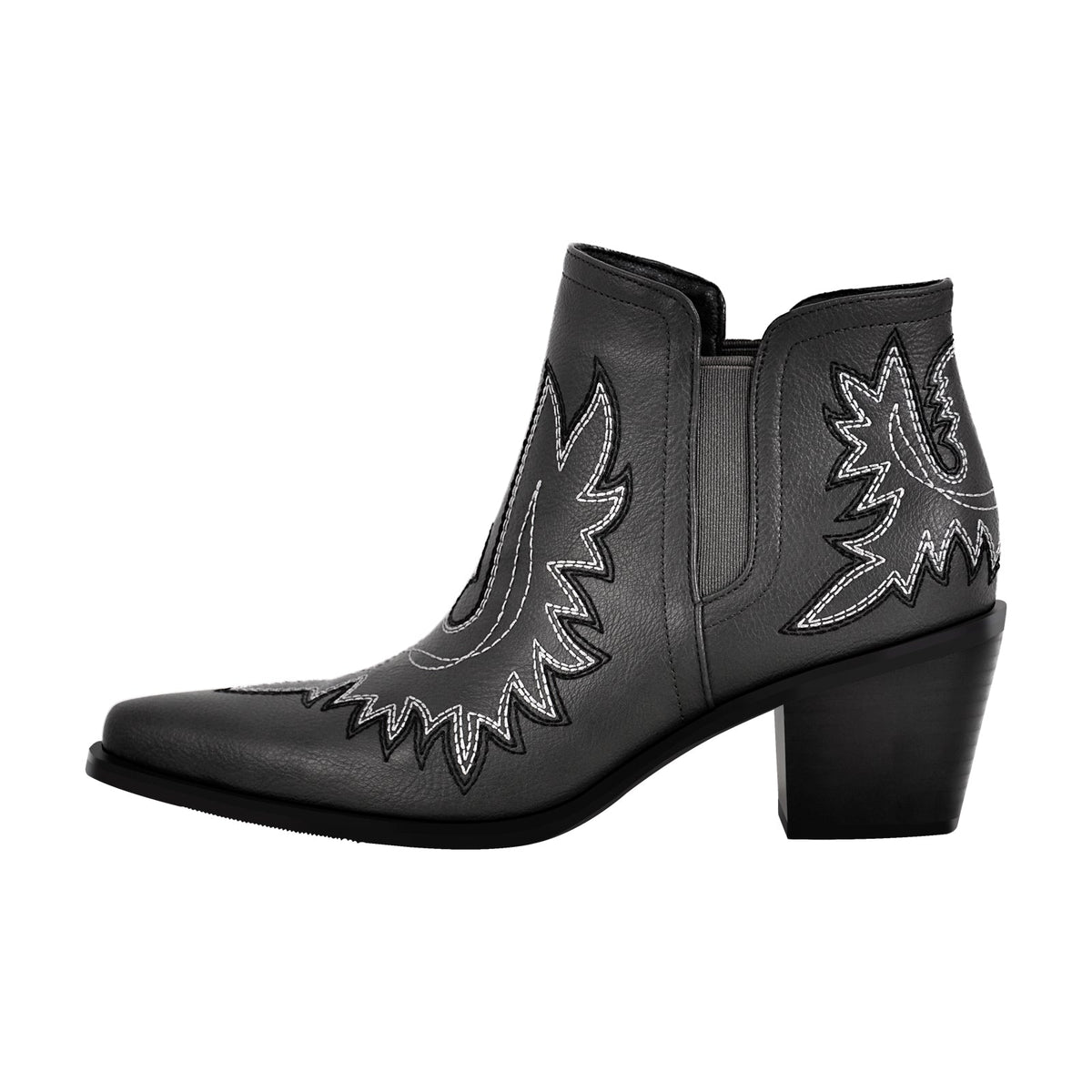 Embroidery Pointed Toe Western Ankle Boots - Onlymaker Trusted