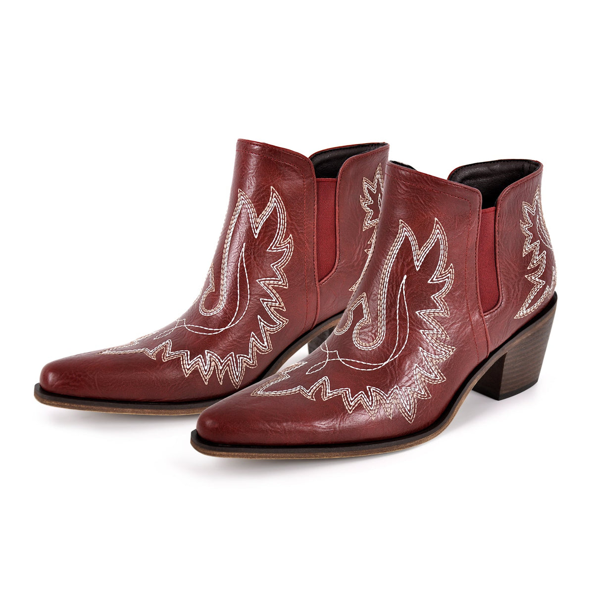 Embroidery Pointed Toe Western Ankle Boots - Onlymaker Trusted