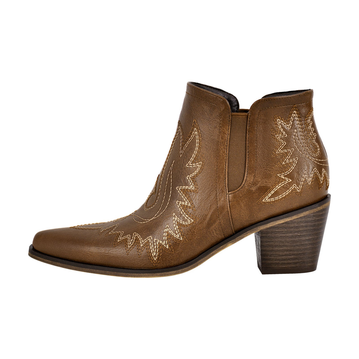 Embroidery Pointed Toe Western Ankle Boots - Onlymaker Trusted
