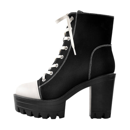 Platform Lace Up Canvas Boots - Onlymaker Best Seller
