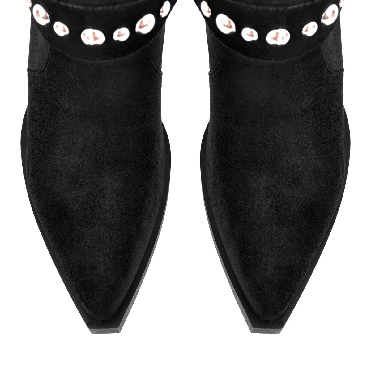 Rivet Pointed Toe Suede Western Ankle Boots - Onlymaker Great Value
