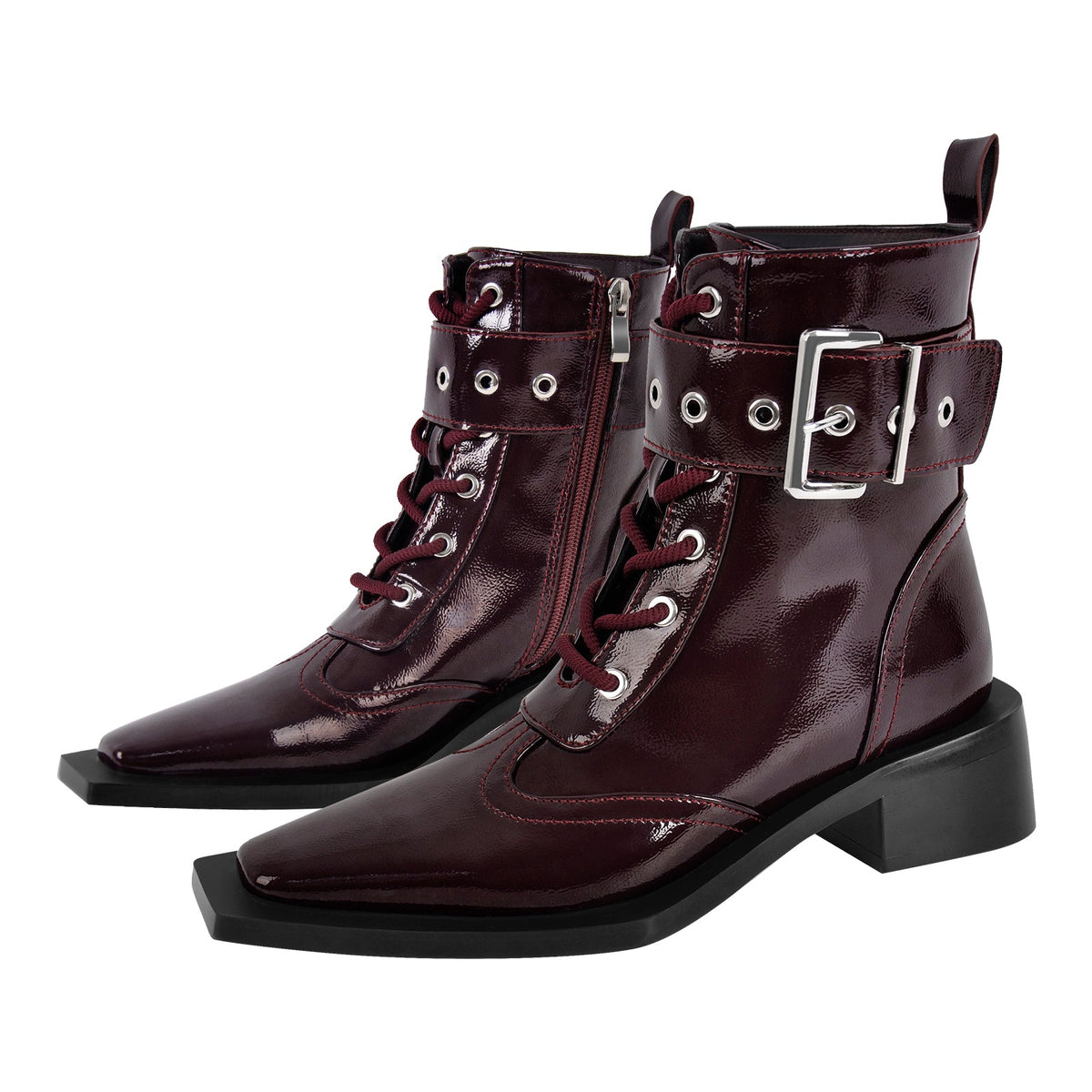 Square Toe Buckle Ankle Boots - Onlymaker Top Pick