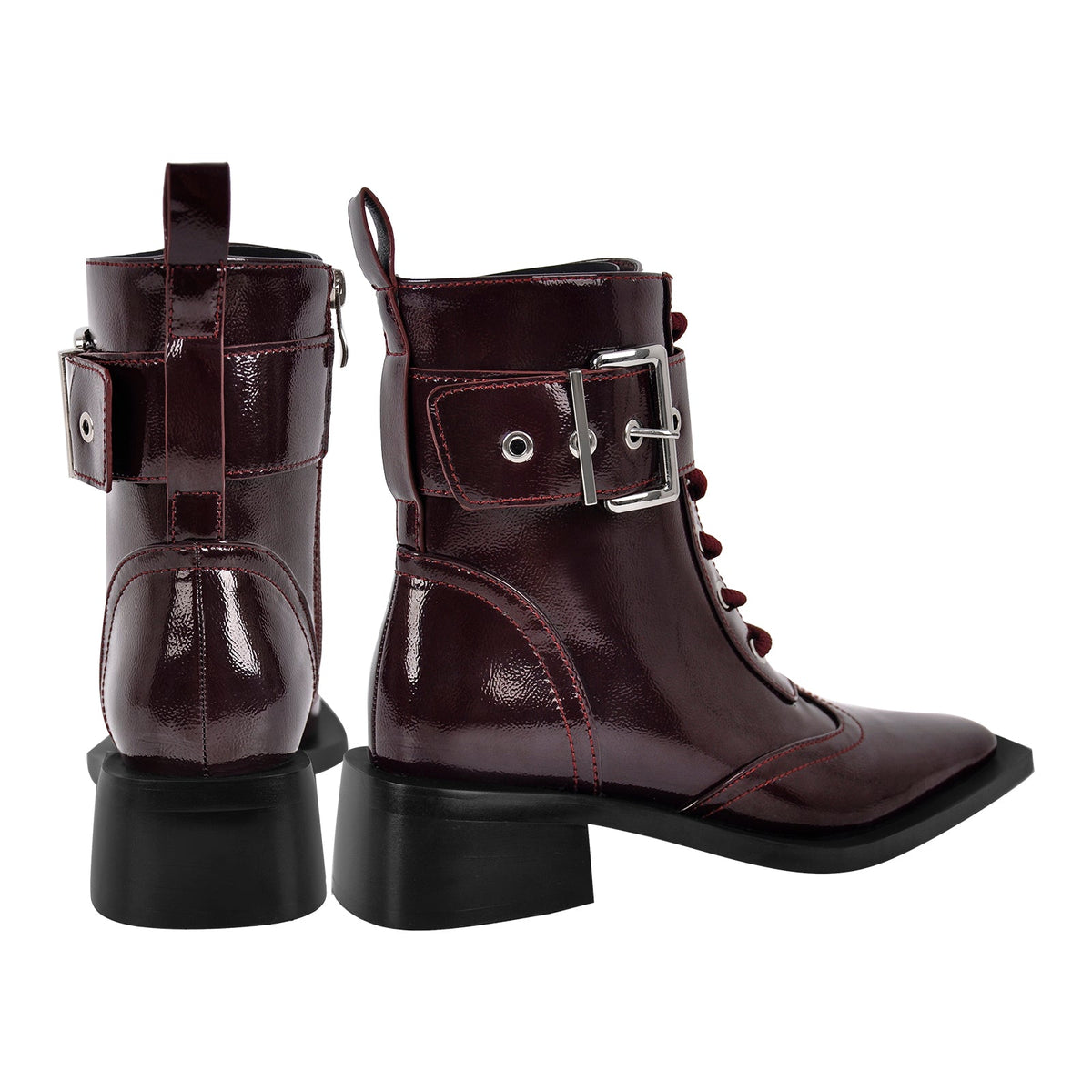 Square Toe Buckle Ankle Boots - Onlymaker Top Pick