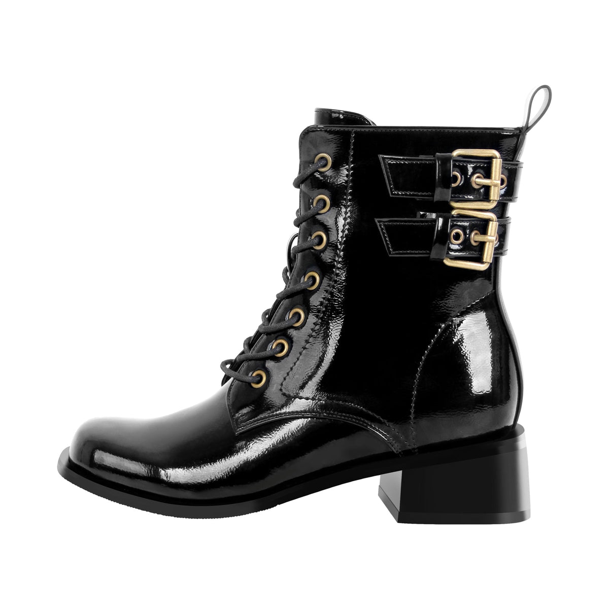 Square Toe Buckle Chunky Heel Ankle Boots - Onlymaker Featured