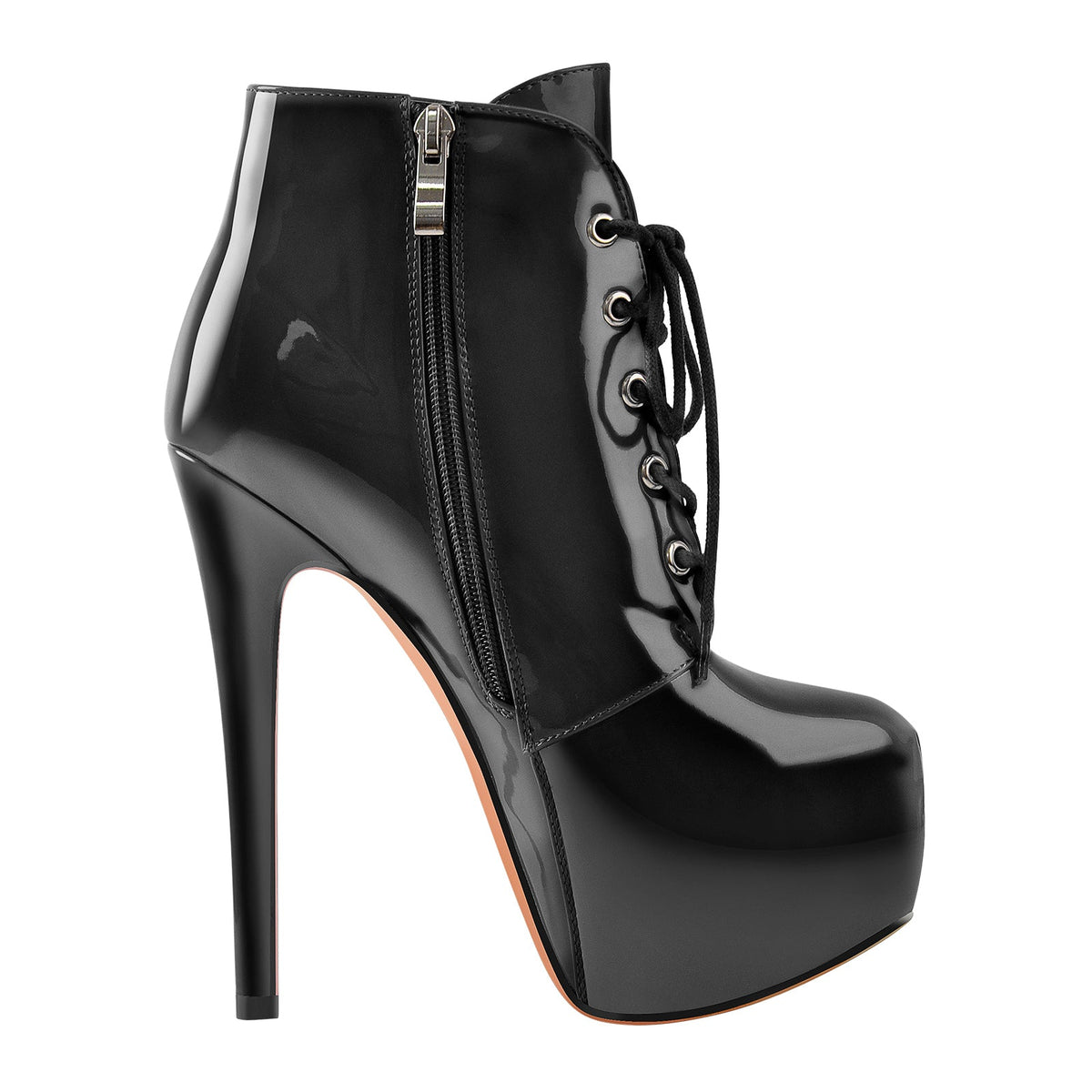 Rivet Platform Lace Up Stiletto Ankle Boots - Onlymaker Sale