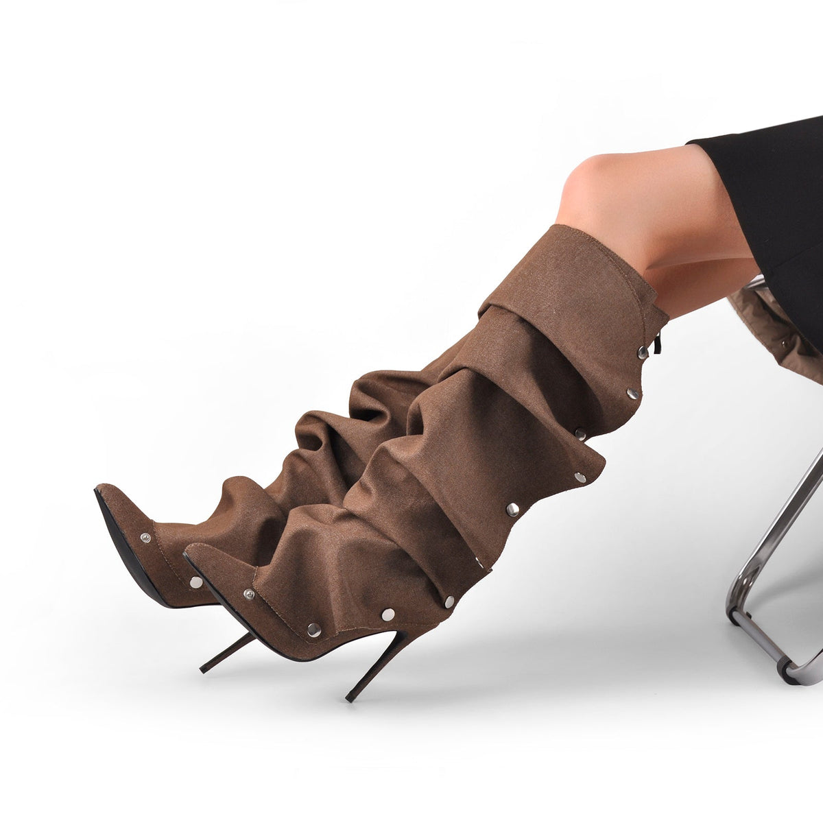 Pointed Toe Buckle Stiletto Removable Boots - Onlymaker Discount