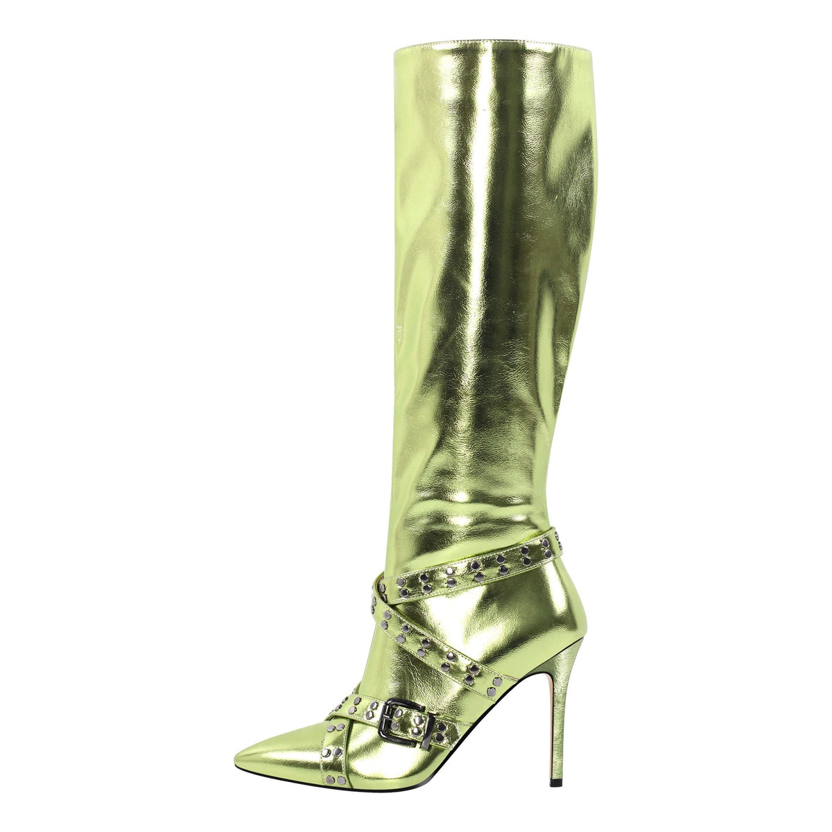 Straps Knee High Metallic Color Boots - Onlymaker Deals