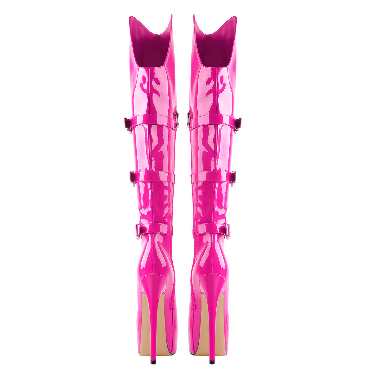 Round Toe Platform Over The Knee Rose Red Boots - Onlymaker Signature