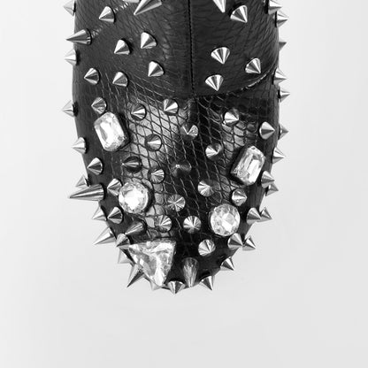 Black Rhinestone Rivet Studded Platform Ankle Boots - Onlymaker Hot Sale