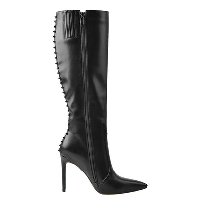Rivet Pointed Toe Stiletto Knee High Boots - Onlymaker Customer Favorite