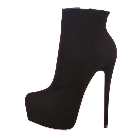 Round Toe Side Zipper Slim Ankle Boots - Onlymaker Hot Sale