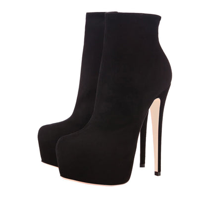 Round Toe Side Zipper Slim Ankle Boots - Onlymaker Hot Sale