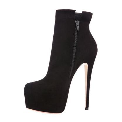 Round Toe Side Zipper Slim Ankle Boots - Onlymaker Hot Sale