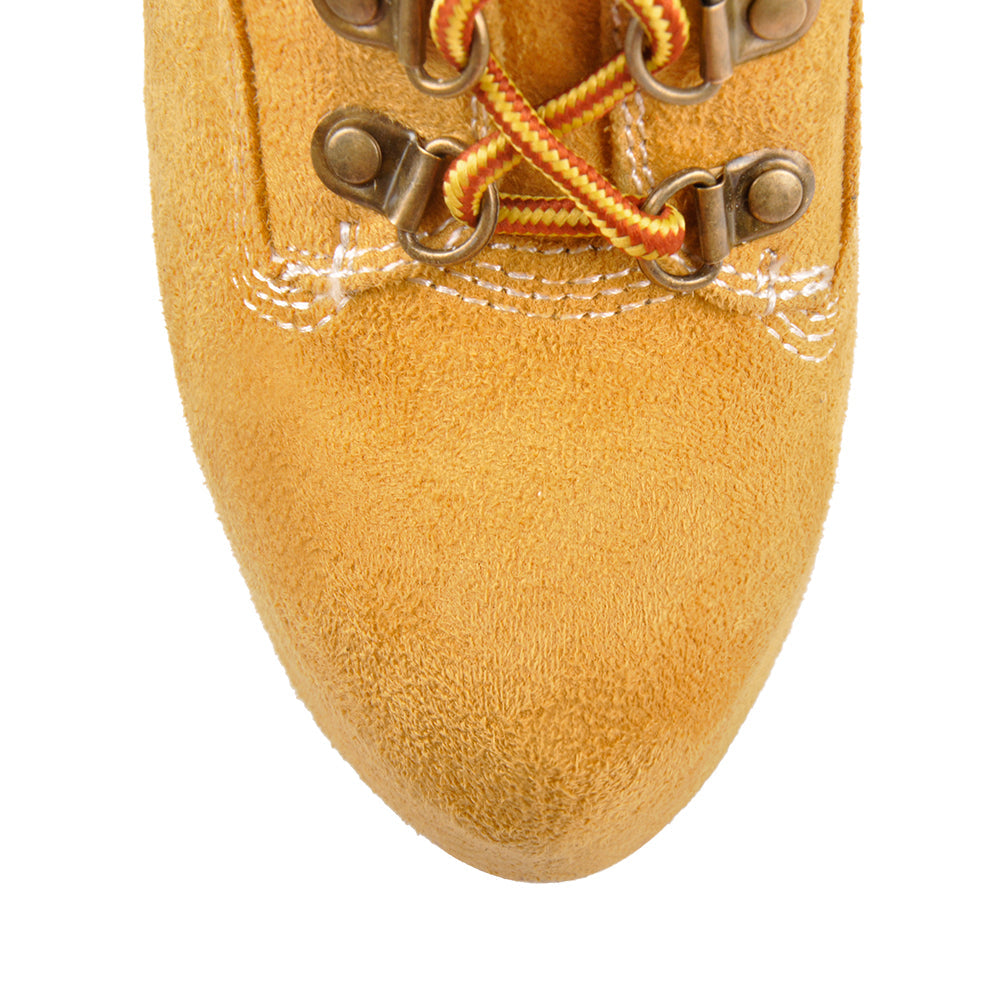 Yellow Platform Round Toe Lace-up Suede Ankle Boots - Onlymaker Deals