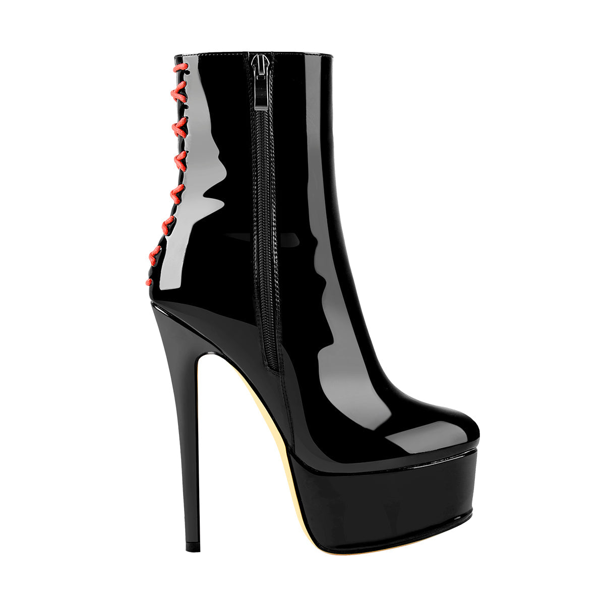 Platform Stiletto High Heel Patent leather Ankle Boots - Onlymaker Smart Buy